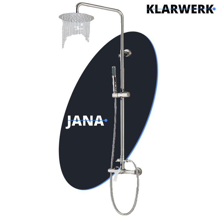 JANA | Set pioggia premium in acciaio inox spazzolato | Miscelatore doccia di design | Miscelatore doccia completo di doccetta