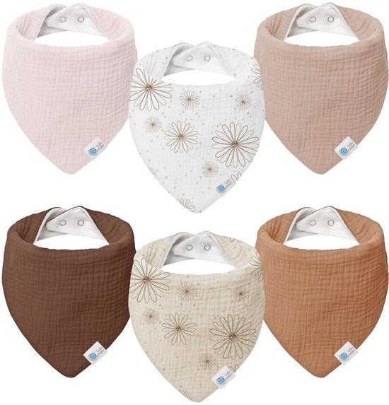 Triangoli di mussola per bambini: 100% cotone, set da 6 pezzi (Daisy)
