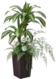 Drakenboom Kunstifico 120 cm – Kunstplanten Simili alle Echti con 6 Miniplanti & Protezione UV – Grande Pianta in Plastica con Vaso di Cotto Decorativo per Ambiente Interno e Esterno, VN151