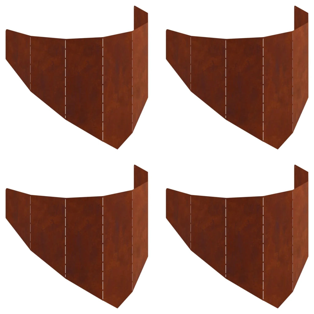 Bordura per Prato 4 pcs 100 x 45 cm Acciaio Ruggine 8008902