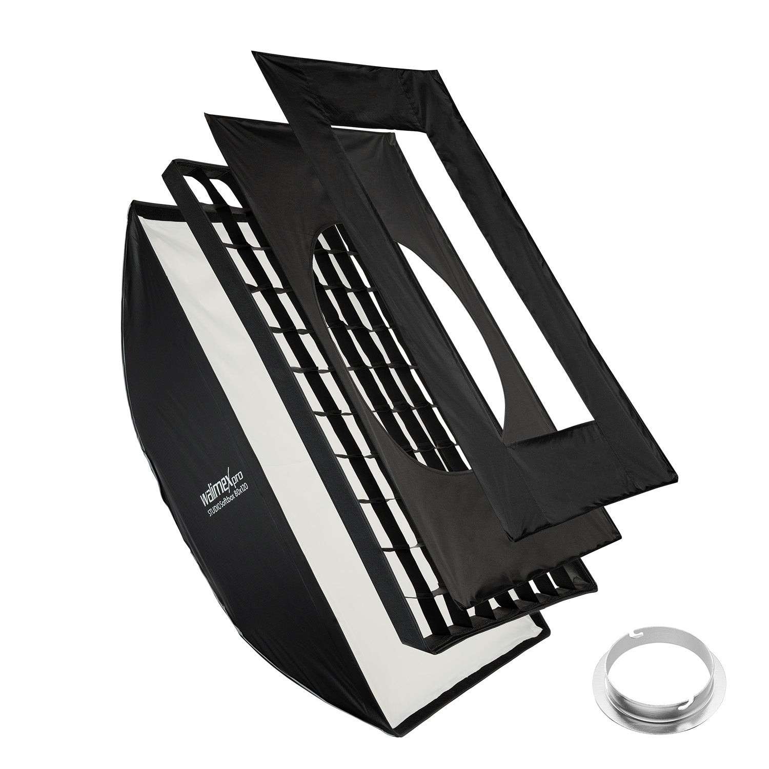 Studio Softbox 80x120cm + adattatore softbox per Elinchrom (diametro esterno: 15,2 cm), ruotabile di 360°, facile da montare grazie alla funzione ombrello, incluso griglia, maschere