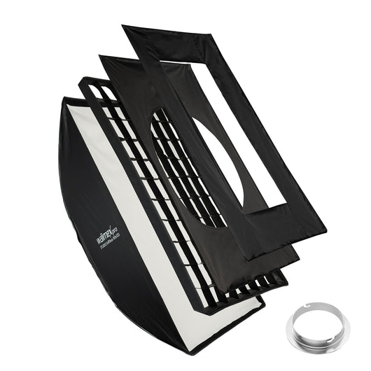 Studio Softbox 80x120cm + adattatore softbox per Elinchrom (diametro esterno: 15,2 cm), ruotabile di 360°, facile da montare grazie alla funzione ombrello, incluso griglia, maschere