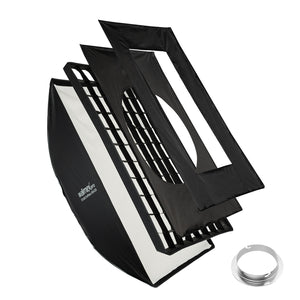 Studio Softbox 80x120cm + adattatore softbox per Elinchrom (diametro esterno: 15,2 cm), ruotabile di 360°, facile da montare grazie alla funzione ombrello, incluso griglia, maschere