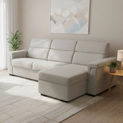 Ganzaria, Divano Letto con Penisola Sfoderabile Made in Italy, 285x160 cm Beige