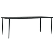 Tavolo da Pranzo da Giardino-Tavolo da esterno Nero 200x100x74 cm Acciaio e Vetro