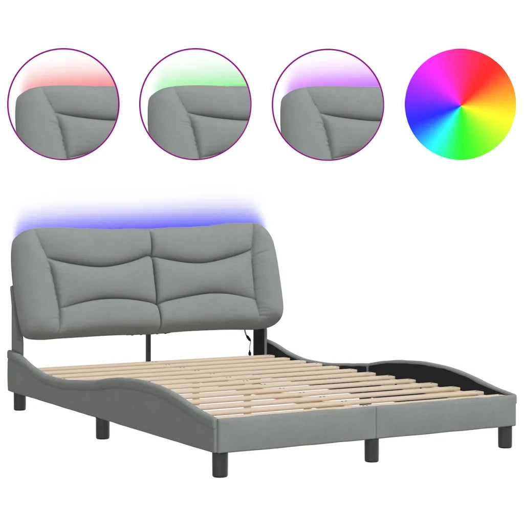 Giroletto con LED senza Materasso-Struttura Letto Hvar 140x200 cm Tessuto 666960