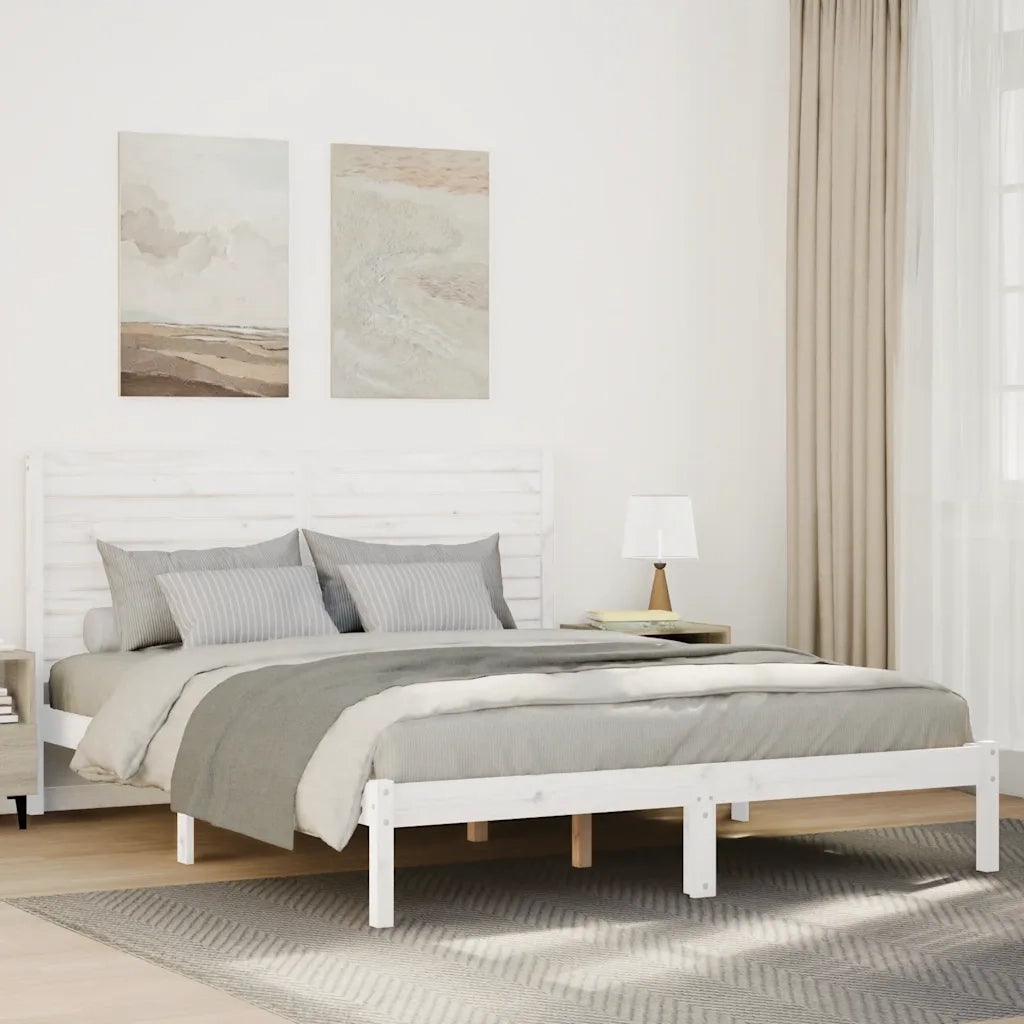 Giroletto Extra Lungo senza Materasso-Struttura Letto Bianco 140x210cm Massello 868063