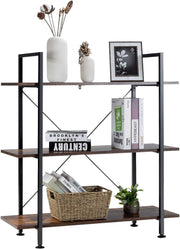 Libreria Stile Industriale, Scaffale con 3 Ripiani per Piante e Fiori, Scaffale Libreria con Struttura in Metallo, Mobile Multiuso da Soggiorno Camera da Letto Cucina Ufficio