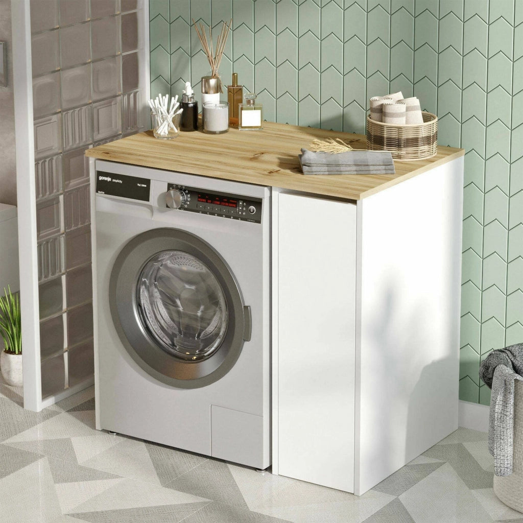 Armadio multiuso grande Axel, Mobile multifunzionale, Mobiletto scarpiera, Guardaroba porta scarpe, 94x60h88 cm, Noce e Bianco