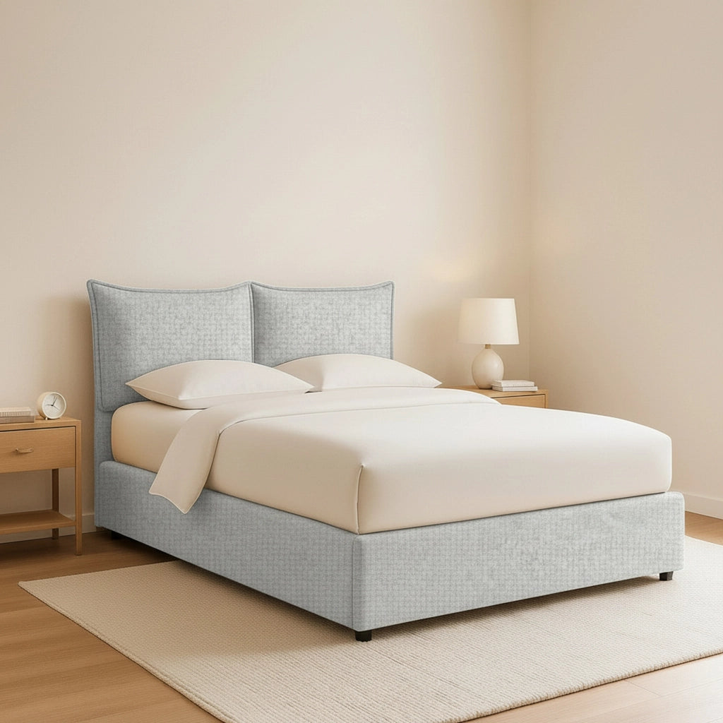 Wetherby, Letto Matrimoniale Sfoderabile Made in Italy, Grigio Chiaro