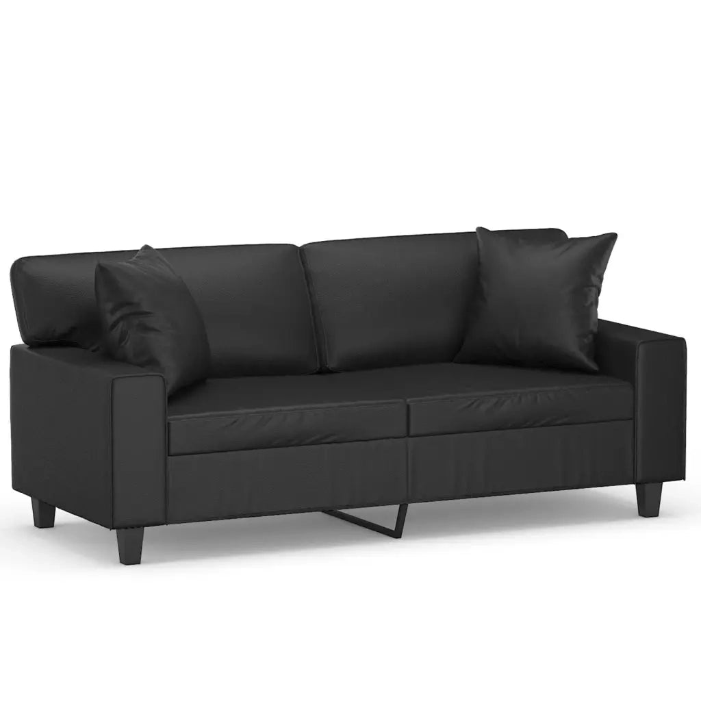 Divano a 2 Posti con Cuscini Nero 140 cm in Similpelle 3200866