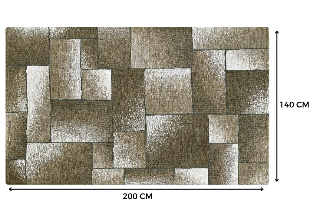 Tappeto Salotto Velour Antiscivolo Disegno Tetrix By Suardi - 140x200 - Fango