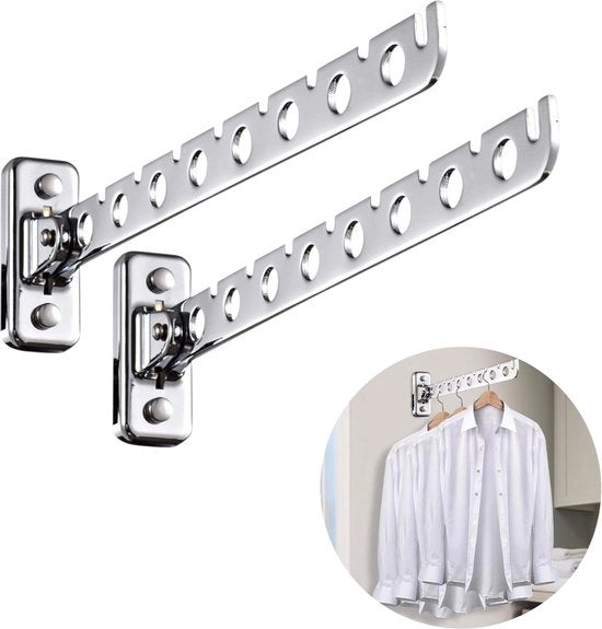 Droghanger Opportuno - Appoggio Cappotti - Risparmio di Spazio - Design Ripiegabile - 30 cm - Argento