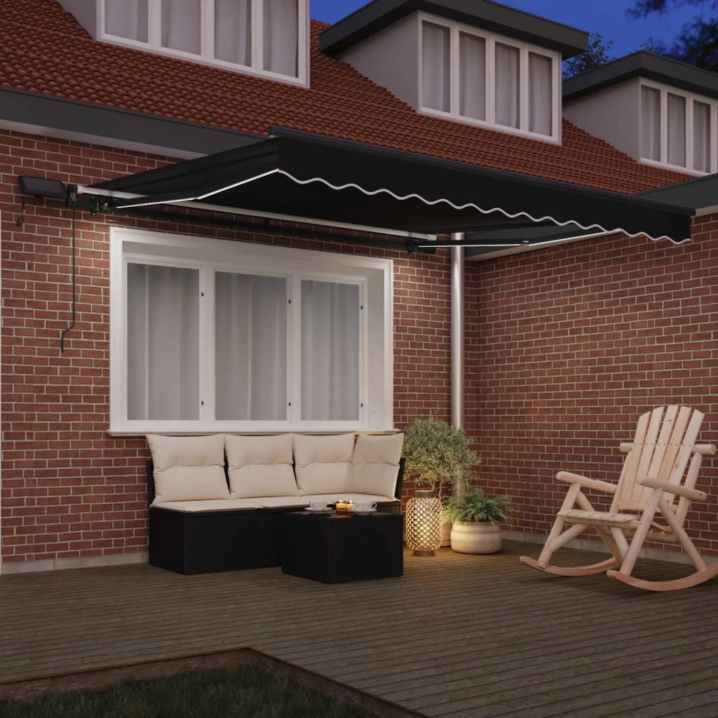Tenda retrattile-Tenda parasole per balcone Nero 300 x 250 cm Tessuto