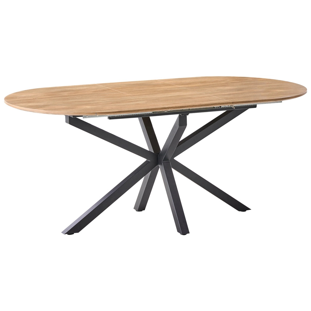 Tavolo da pranzo marrone nero con piano in MDF e gambe in ferro 140/180 x 90 cm allungabile ovale moderno sala da pranzo cucina