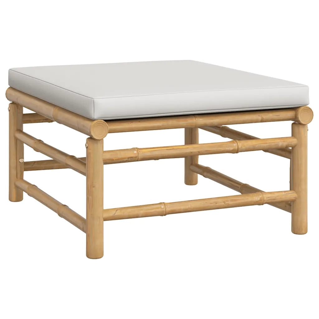 Poggiapiedi da Giardino con Cuscino Grigio Chiaro in Bamb¨´ CFW2592133
