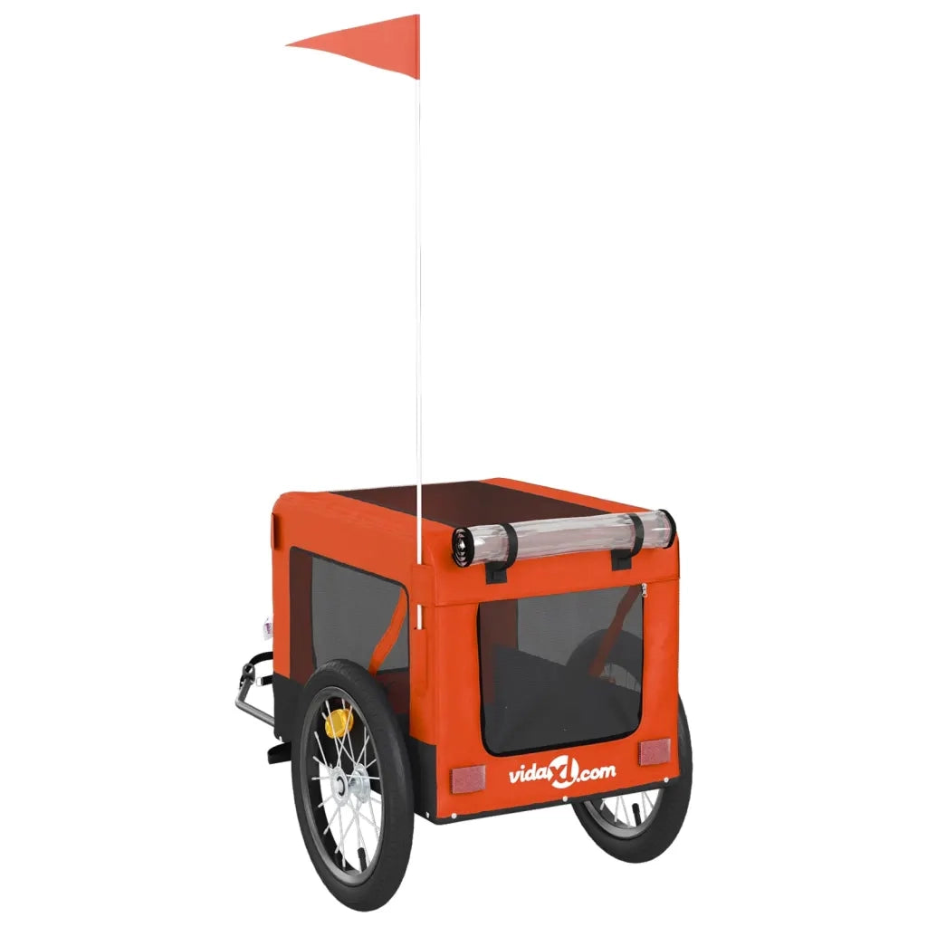 Rimorchio da Bici per Animali Arancione e Nero Oxford e Ferro CFW3358555