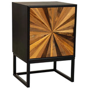 Comodino in legno di recupero nero con 1 anta 40x35x61h cm