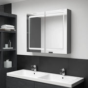 Armadietto Bagno con Specchio e LED Grigio 80x12x68 cm 326513