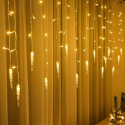 Decorazione di Natale, fili di luce, adatto per decorazione interna, decorazione stanza, decorazione festa, decorazione Natale, decorazione esterna, versione USB 8-funzioni con telecomando (senza presa), ghiaccio, luce calda