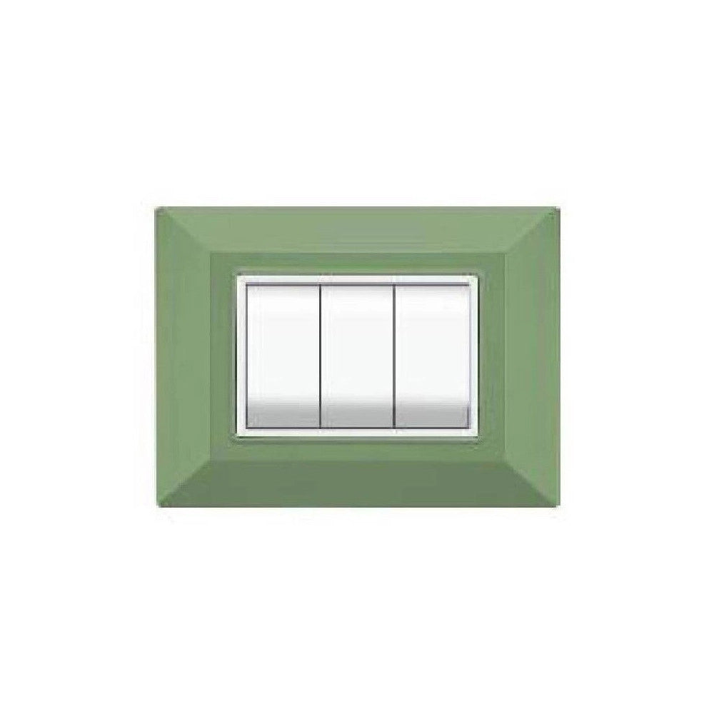 Trade Shop - Placca Placchetta Placchette Compatibili Per Serie Axolute Bticino Colorate Sq - Verde Metallizzato -3 Fori     -