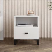 Ghadam, Comodino un Cassetto, 39x35x45h cm Bianco Opaco