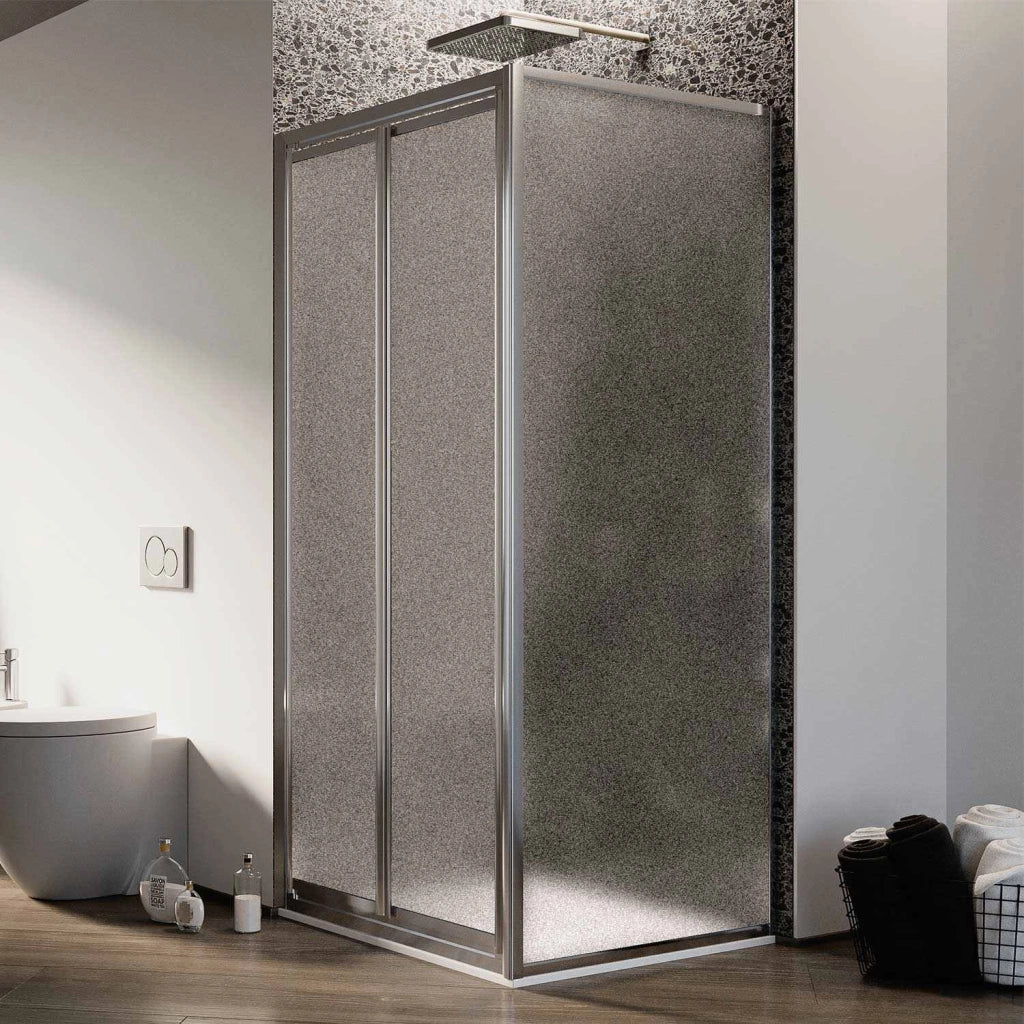 Box Doccia Angolare 75x80CM H185 Cristallo Stampato C Fisso+Saloon 2 Ante Battente 75 mod. Clint