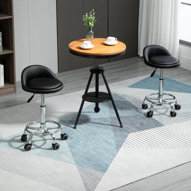 Set di 2 sgabelli ULEVR con schienale e ruote, altezza regolabile 57-72 cm, similpelle nera