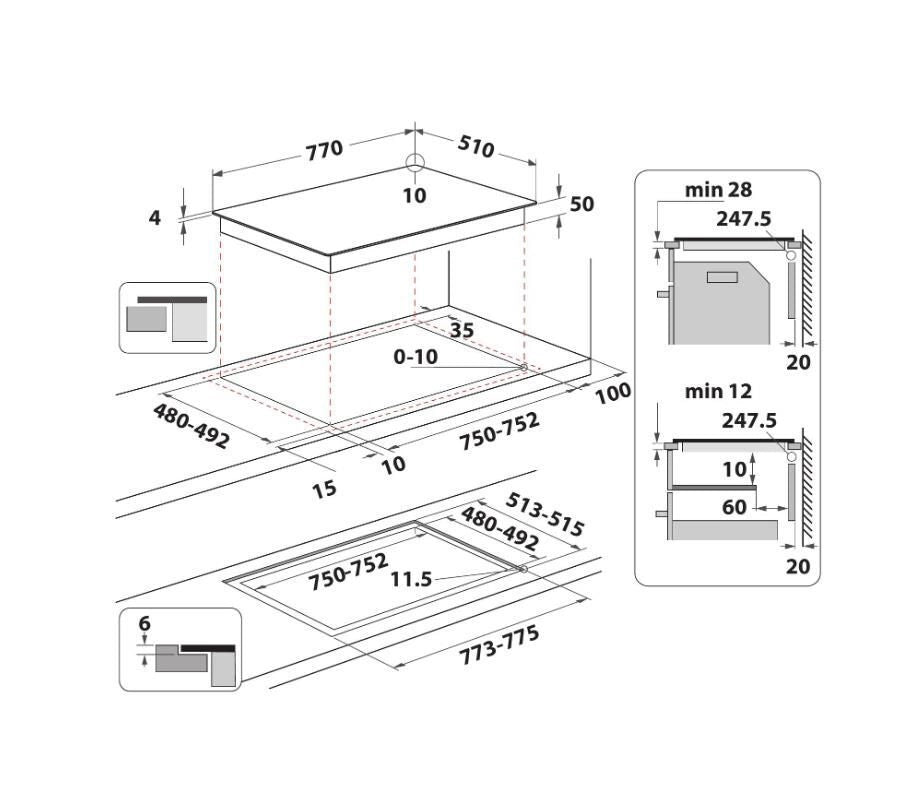 Hotpoint Ariston HS 1377C CPNE Nero Da incasso 77 cm Piano cottura a induzione 4 Fornello(i)