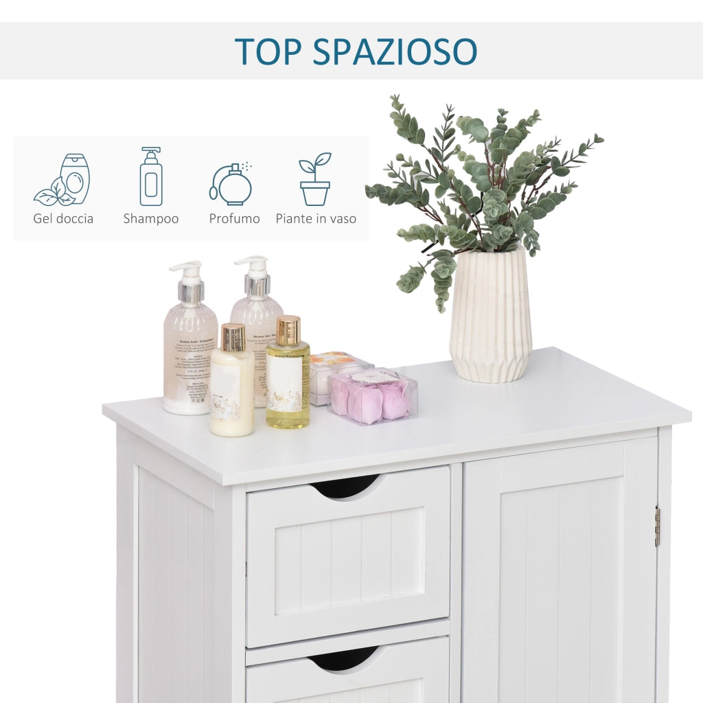 Mobile da Bagno con Cassetti e Armadietto Regolabile ¨C Zephmum ¨C Bianco, MDF, 56x30x83cm