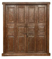Biscottini Porta portone in legno massello e ferro da interno o da esterno vecchia e antica medievale scorrevole con telaio