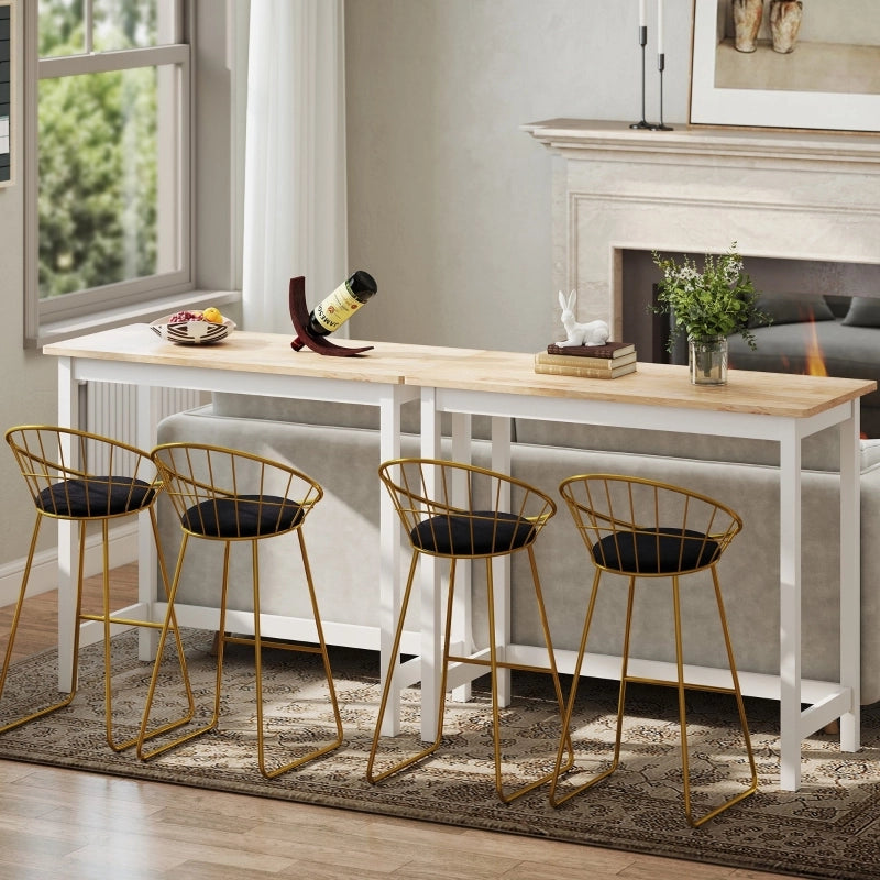 Tavolo da pranzo - bar - effetto rovere - compatto - per 2 persone - legno naturale+bianco