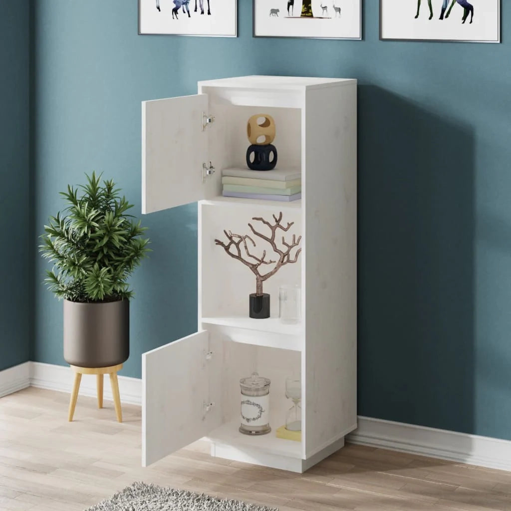 Buffet credenza cassettiera armadio mobile contenitore organizer cucina soggiorno salotto alto 38 x 35 x 117 cm legno massello di pino bianco 02_0032442