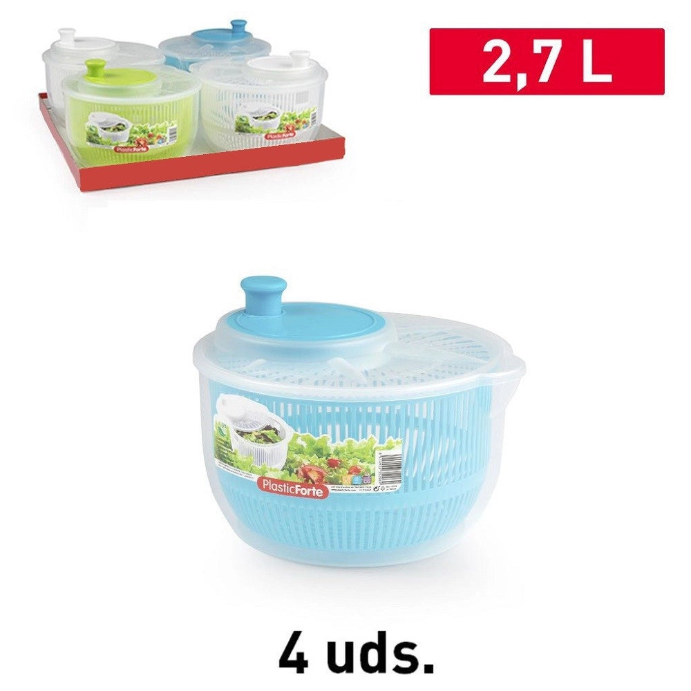 Trade Shop - Centrifuga In Plastica Lava Verdura Insalata Verdure Asciuga Strizza 2.7lt 12198 -