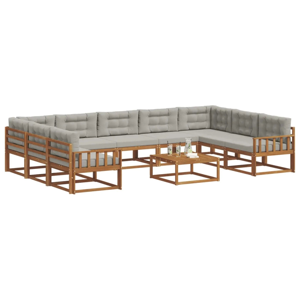 Set di divani da esterno 10 pcs Grigio Naturale e Chiaro 3368199