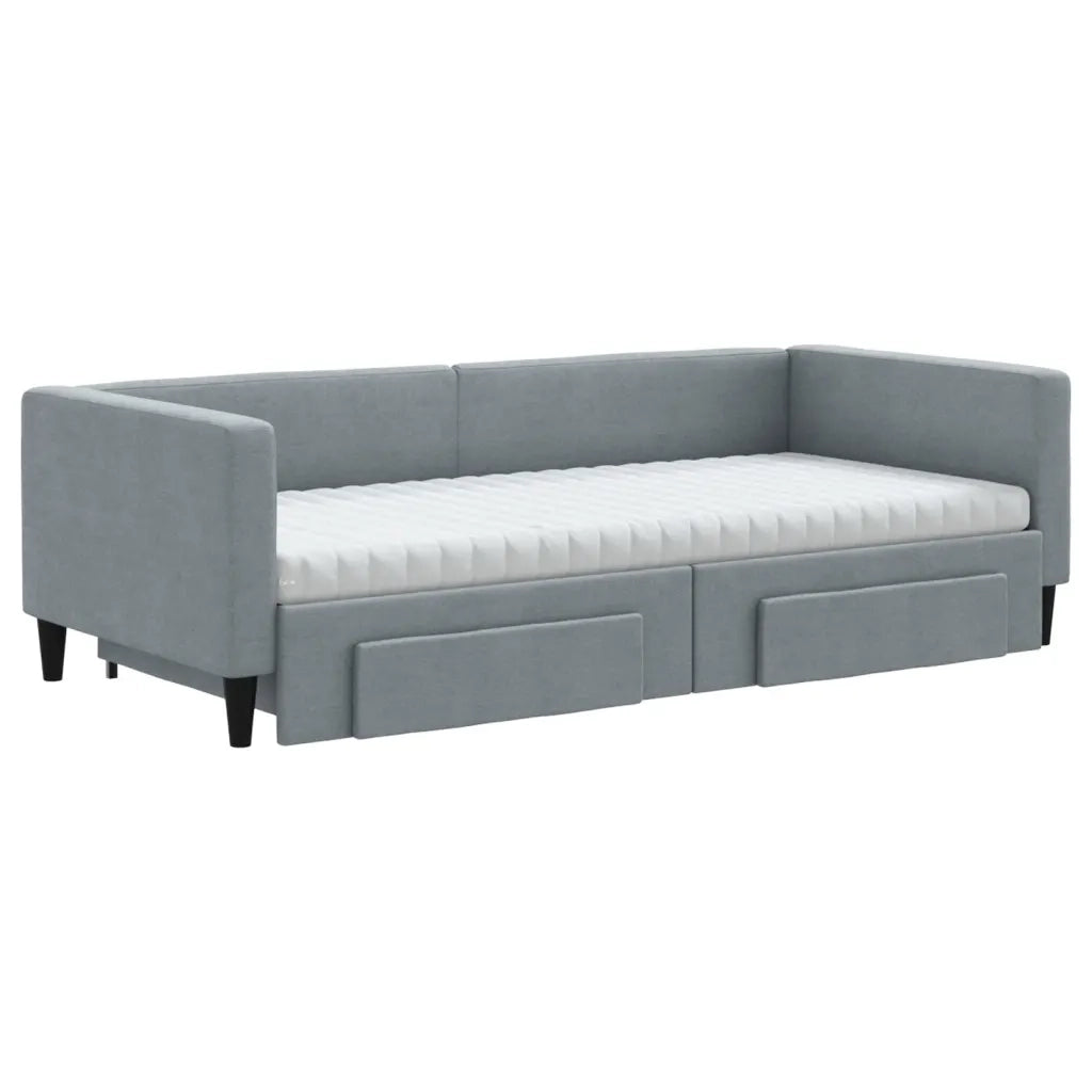 Divano Letto Estraibile Cassetti Grigio Chiaro 90x190cm Tessuto 3196642