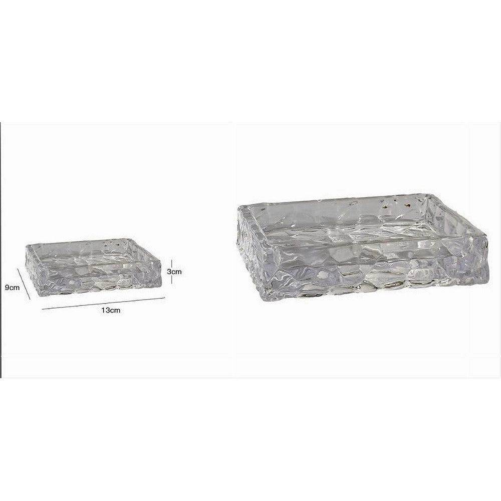 Piatto Porta Sapone Saponetta Vetro Trasperente Effetto Sassi Arredo Bagno 10364