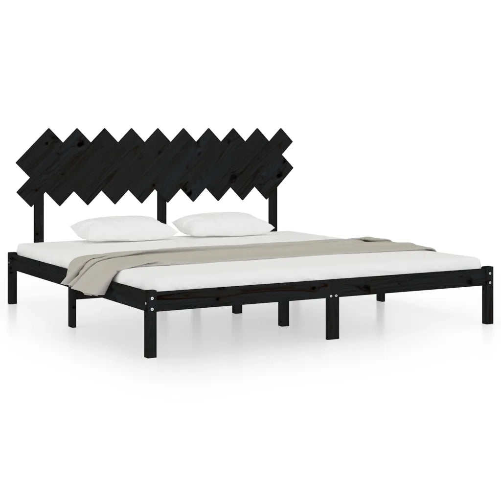 Giroletto-Struttura Letto Nero 200x200 cm in Legno Massello