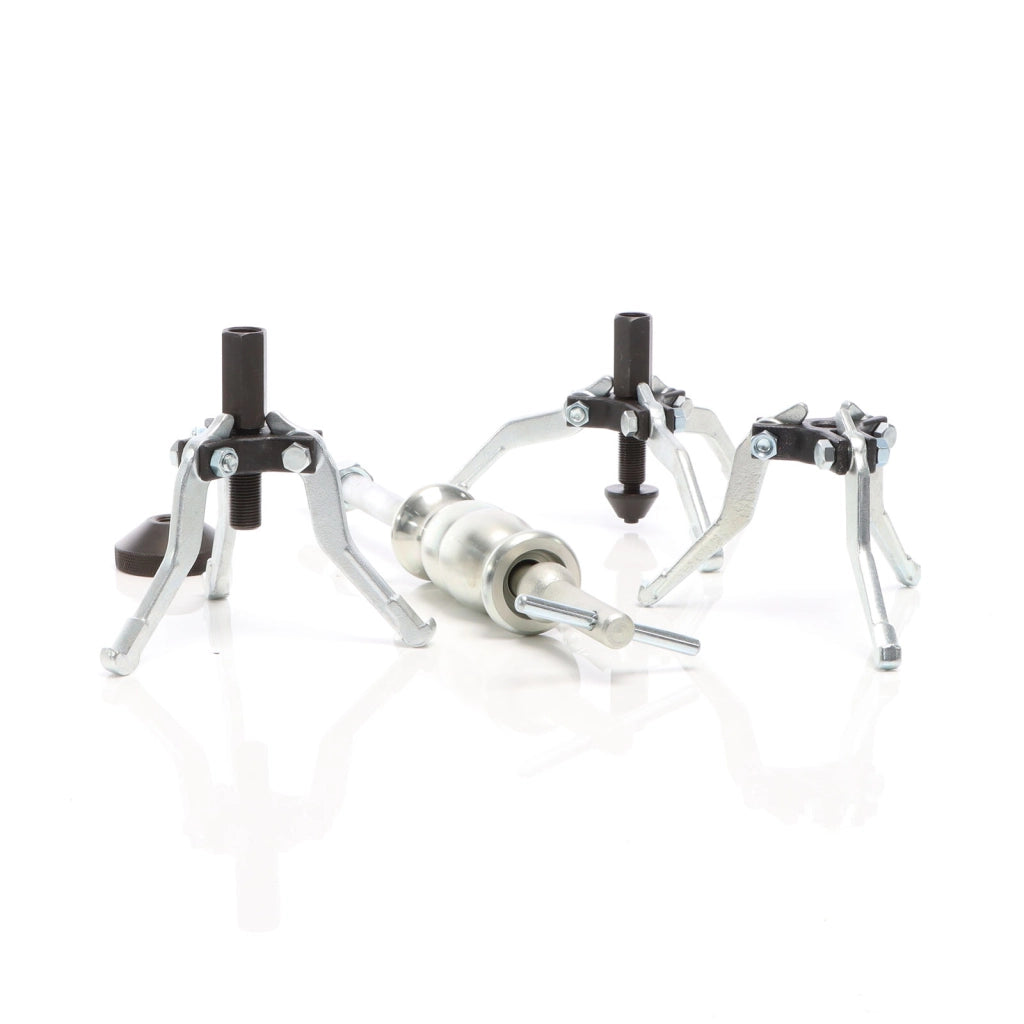 Set 5 pezzi estrattori a 3 bracci per cuscinetti interni ed esterni con martello scorrevole