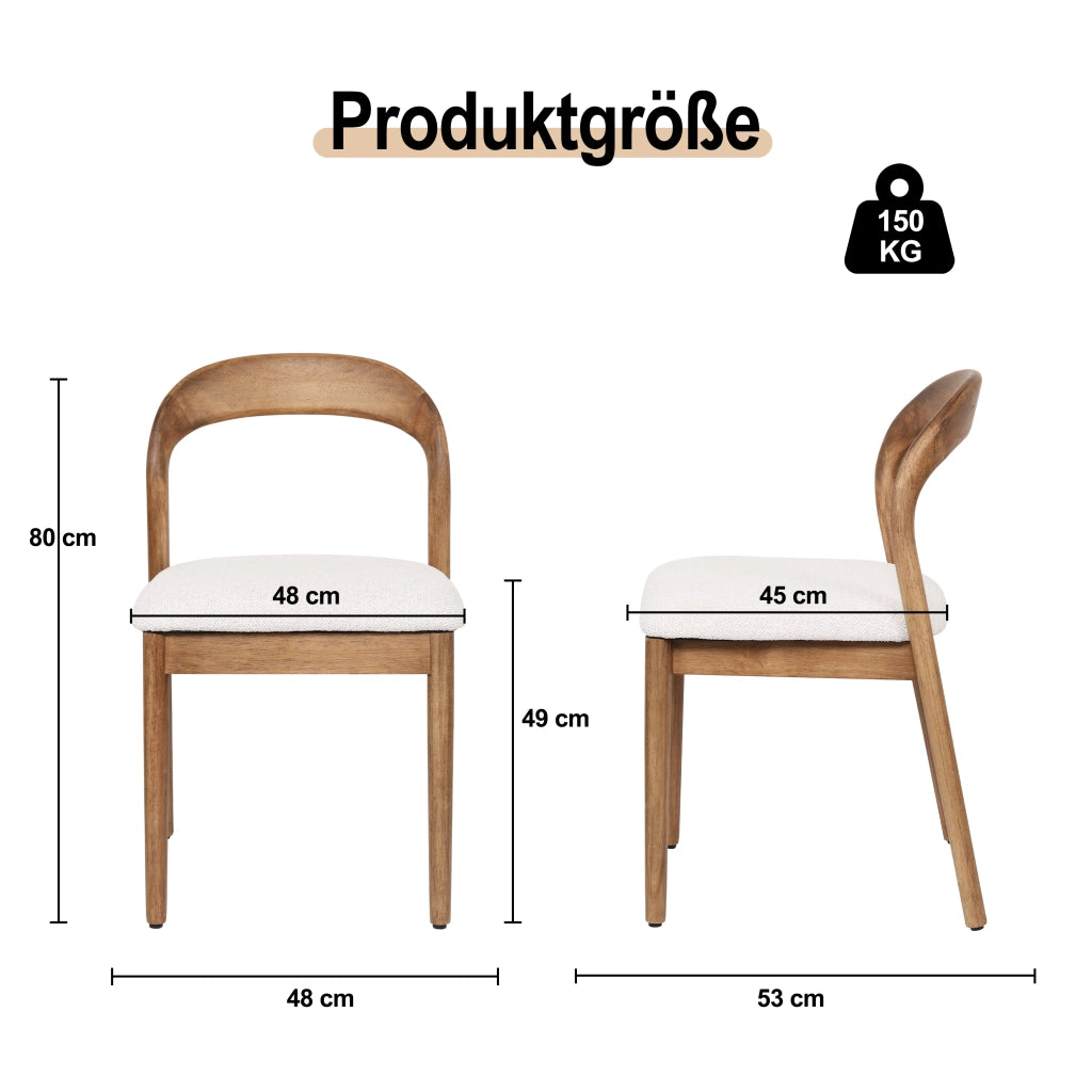 Sedia Lydia in Legno Hevea ¨C Xylo ¨C Noce/Beige, Set 2 Pezzi