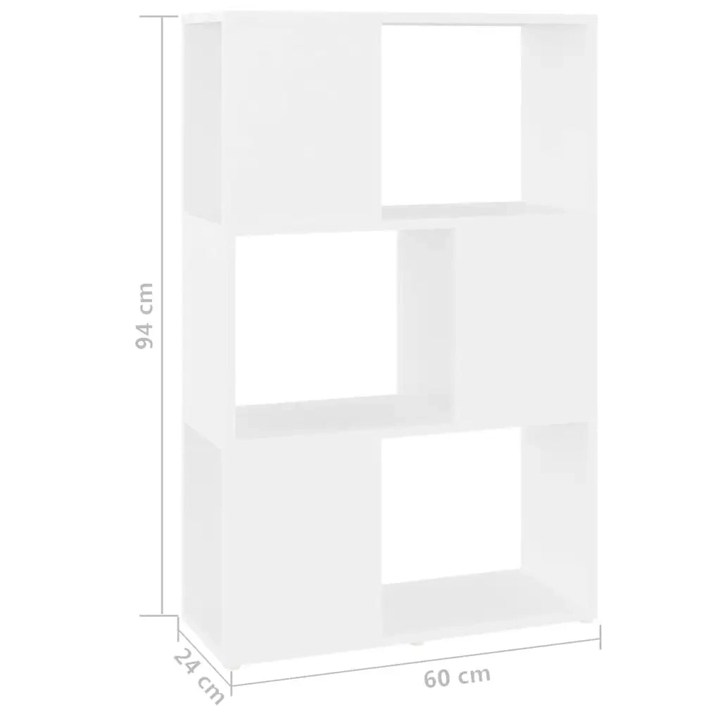 Libreria Divisorio-Scaffale per Libri-Mobile di Stoccaggio Bianco 60x24x96 cm in Legno Multistrato