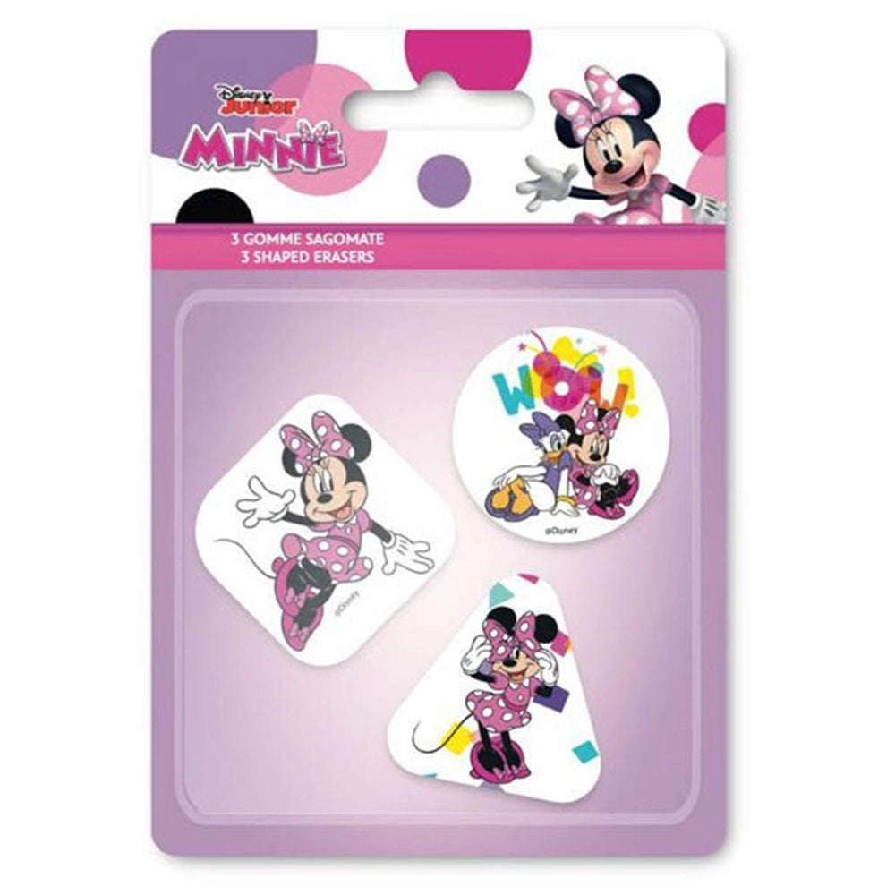 Trade Shop - Kit Gomme Per Cancellare 3pz Sagomate Tema Minnie Cancelleria Per Bambine Scuola 953667 -