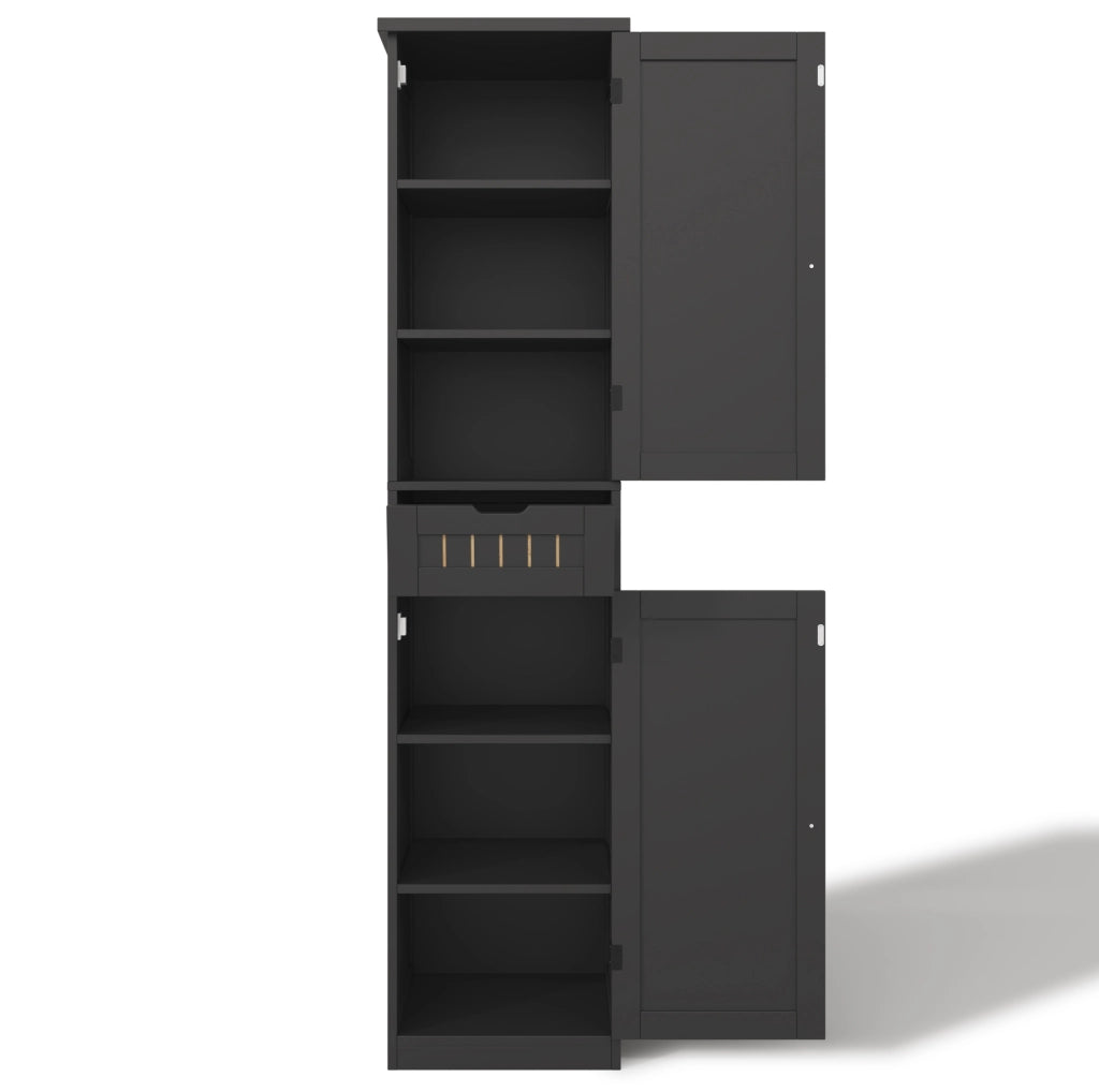 Credenza 40x30x170 cm con 4 ripiani regolabili e sistema antiribaltamento in MDF nero
