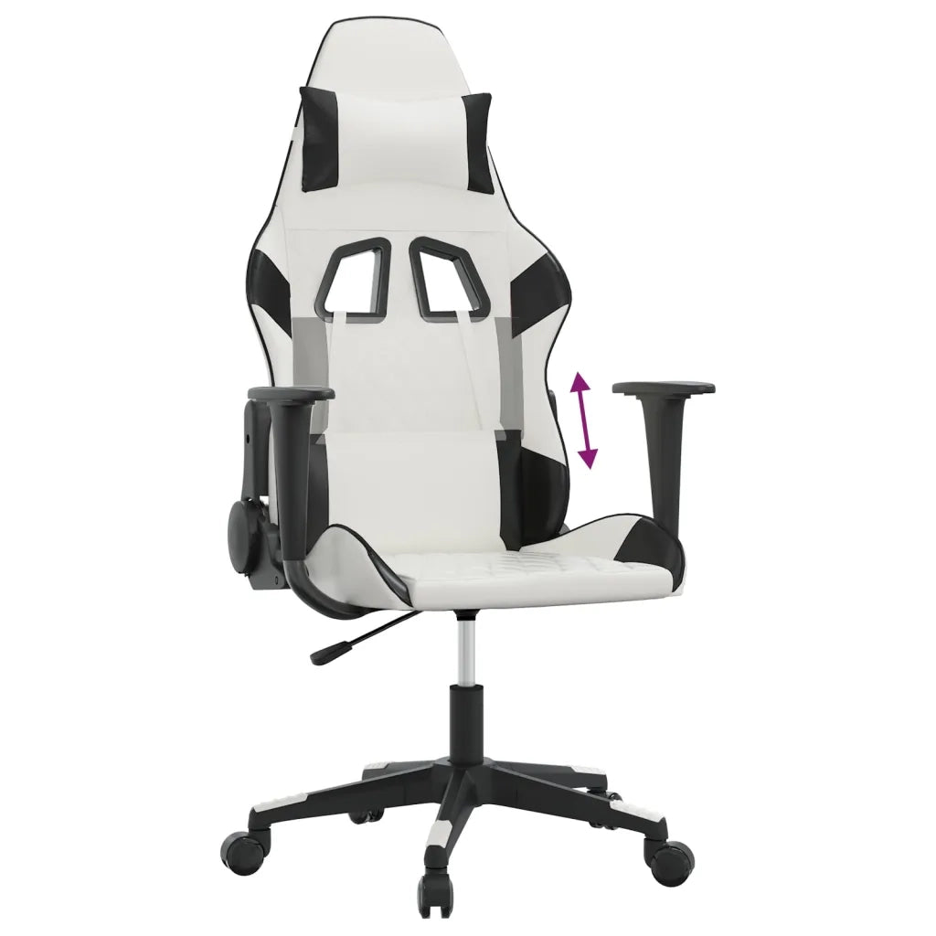 vidaXL Sedia da Gaming Bianco e Nero in Similpelle