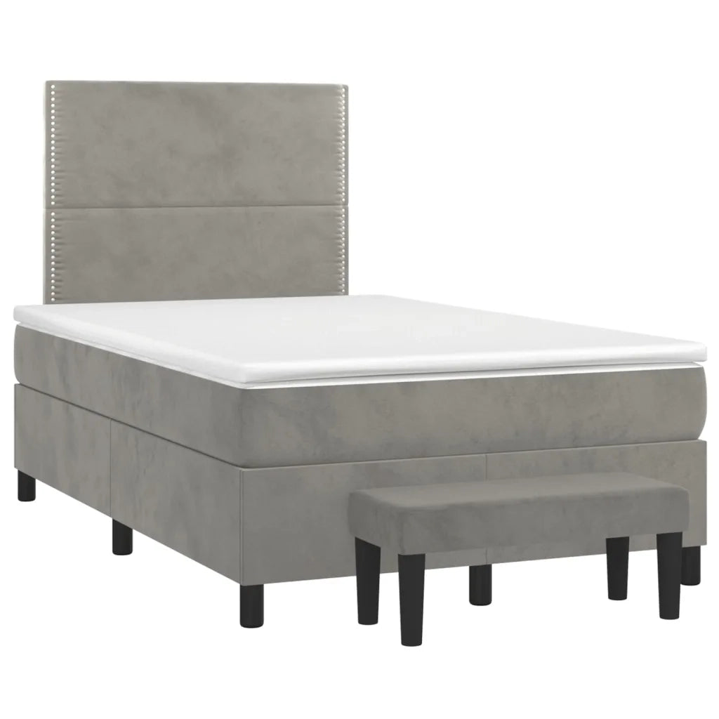 Giroletto a Molle con Materasso Grigio Chiaro 120x200cm Velluto 3137773