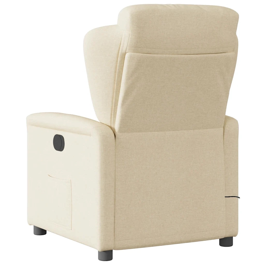 Poltrona Massaggiante Reclinabile Crema in Tessuto 4015594