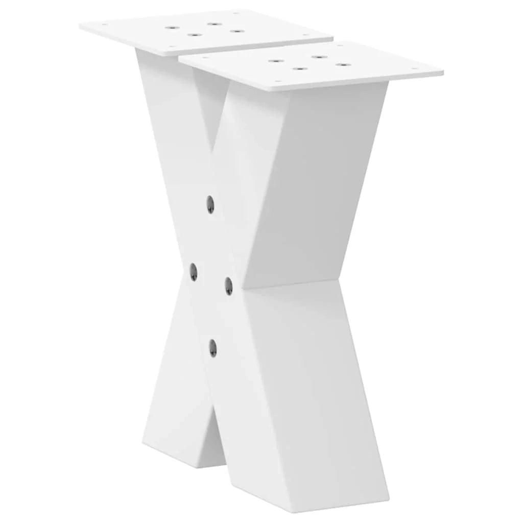 Set di 2 gambe per tavolino da caffè a forma di X 30 x 30 cm con piedini regolabili stabili design moderno acciaio bianco 02_0057201