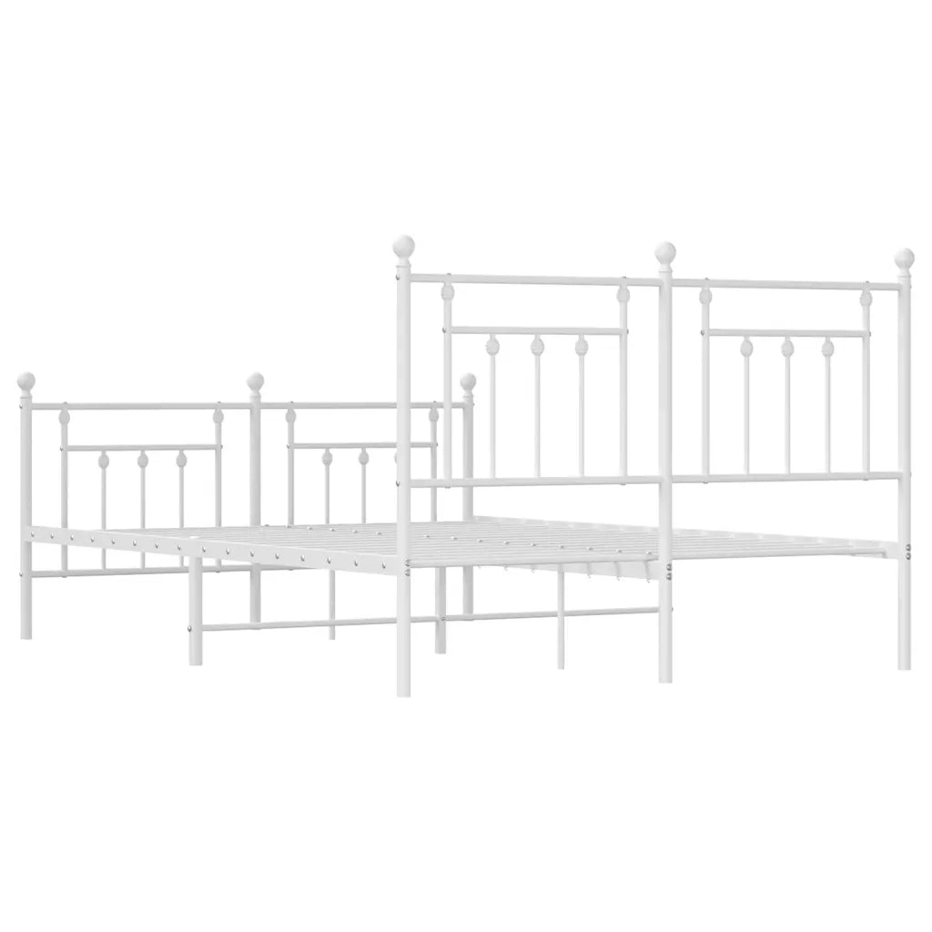Giroletto con Testiera e Pediera Metallo Bianco 150x200 cm 353606