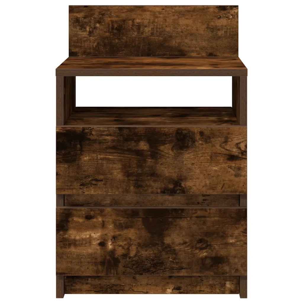 Comodini 2 pz con 2 Cassetti Rovere Fumo 40x33x60 cm 858569