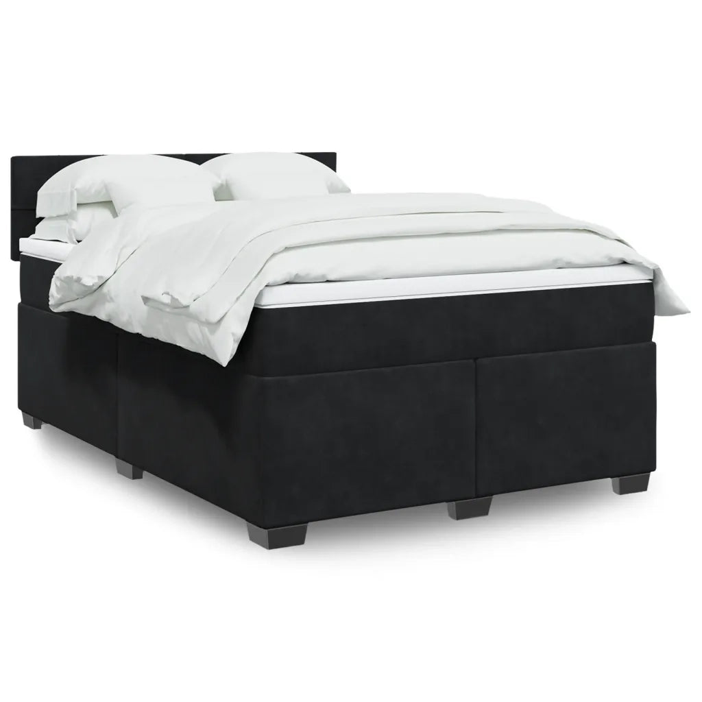 Giroletto a Molle con Materasso Nero 160x200 cm in Velluto 3286356